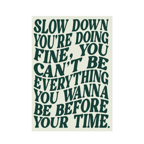 SLOW DOWN YOU'RE DOING FINE