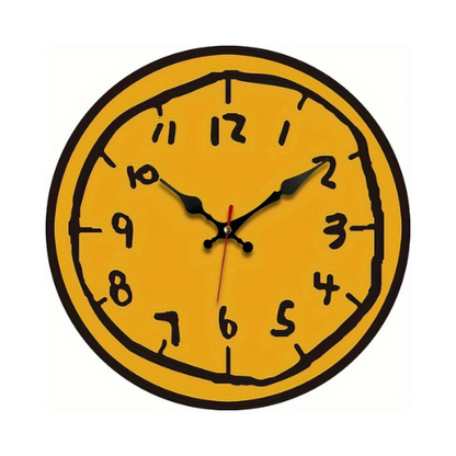 WOODEN HAND-DRAWN WALL CLOCK
